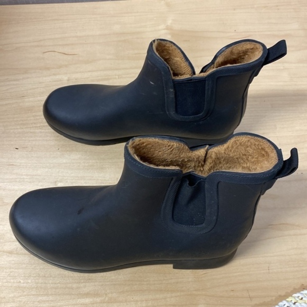 Chooka fur lined black rubber rain booties women’s Size 10 - Picture 5 of 7